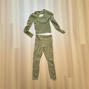 Fabletics Women's Olive Cargo Leggings and top